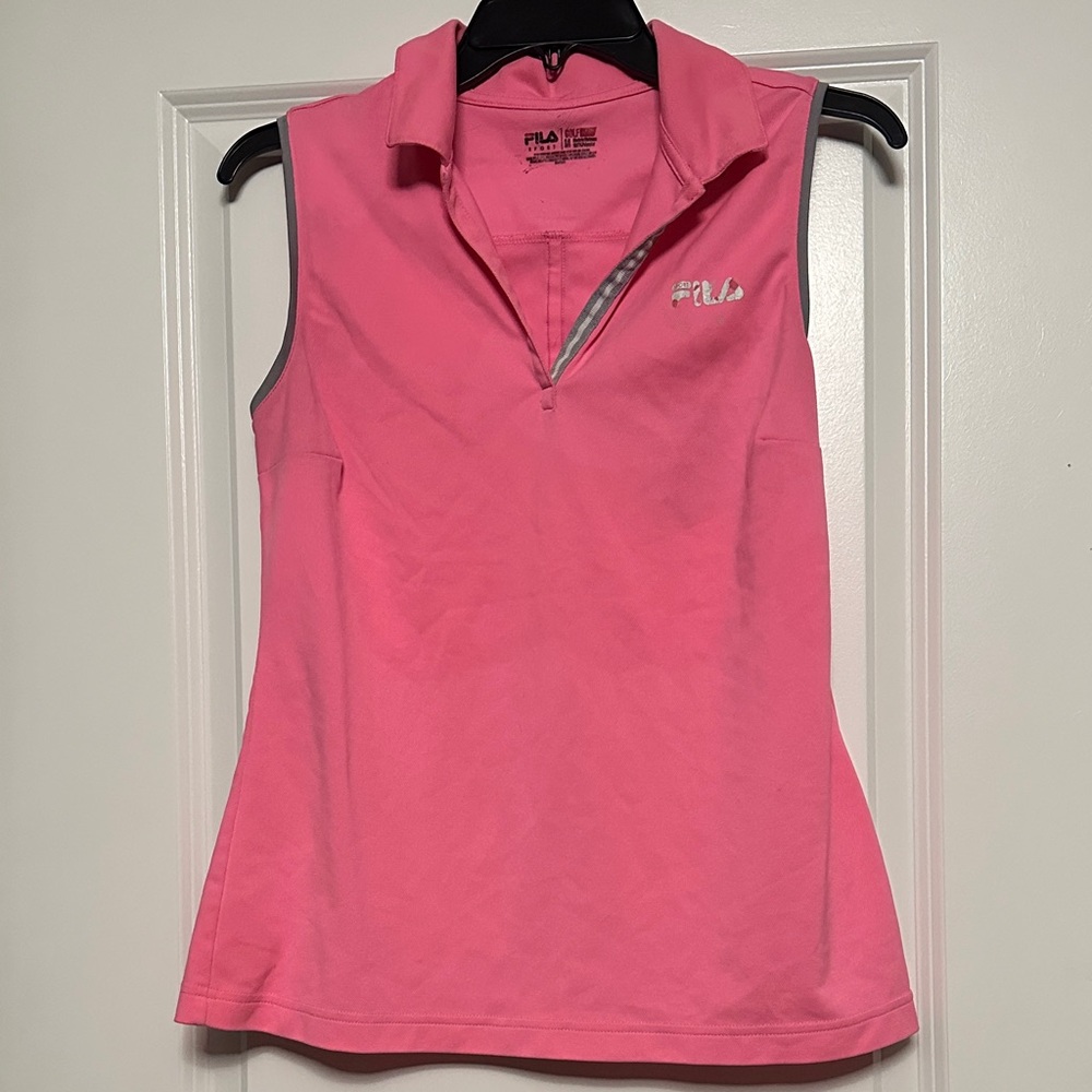 Fila Women's Pink Sleeveless Polo Tank Top